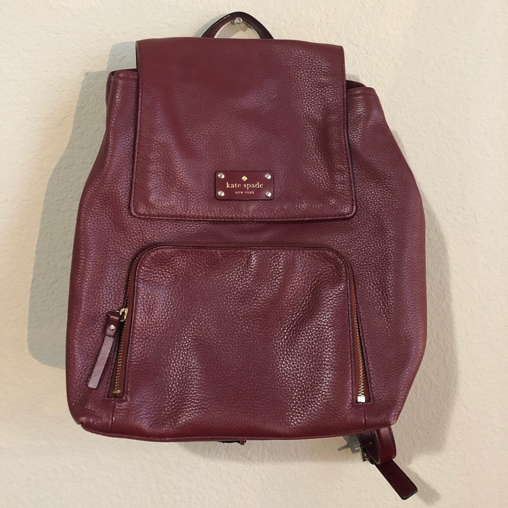 kate spade maroon/burgundy leather backpack
